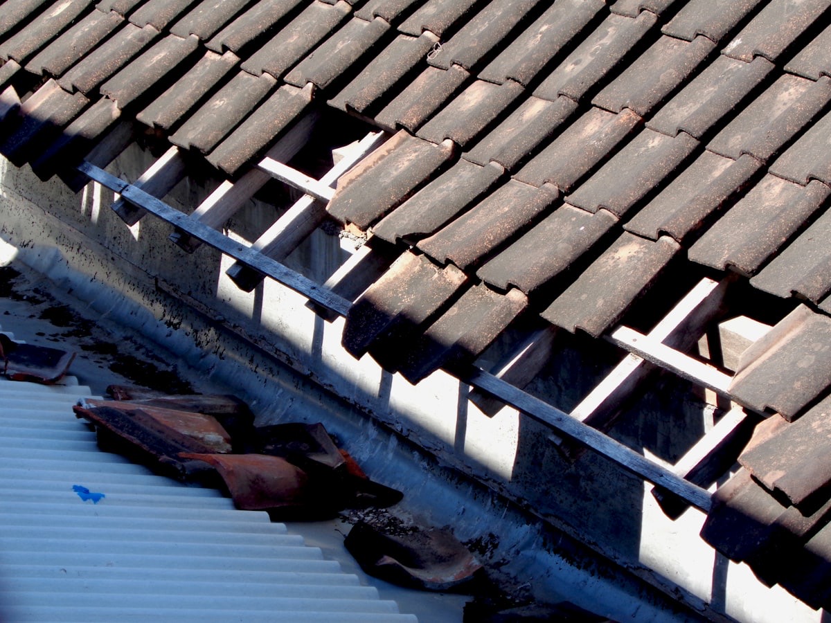 Close-up of a shingle roof detail